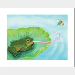 Frog Catching Bug Posters and Art